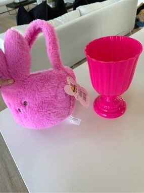 Easter Bundle Pink Plush Bunny Ear Kids Handbag - Soft Easter Basket
